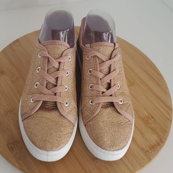 ASOS Rose Gold Glitter Canvas Sneakers Women's Shoe Size 7WF - Picture 2 of 10
